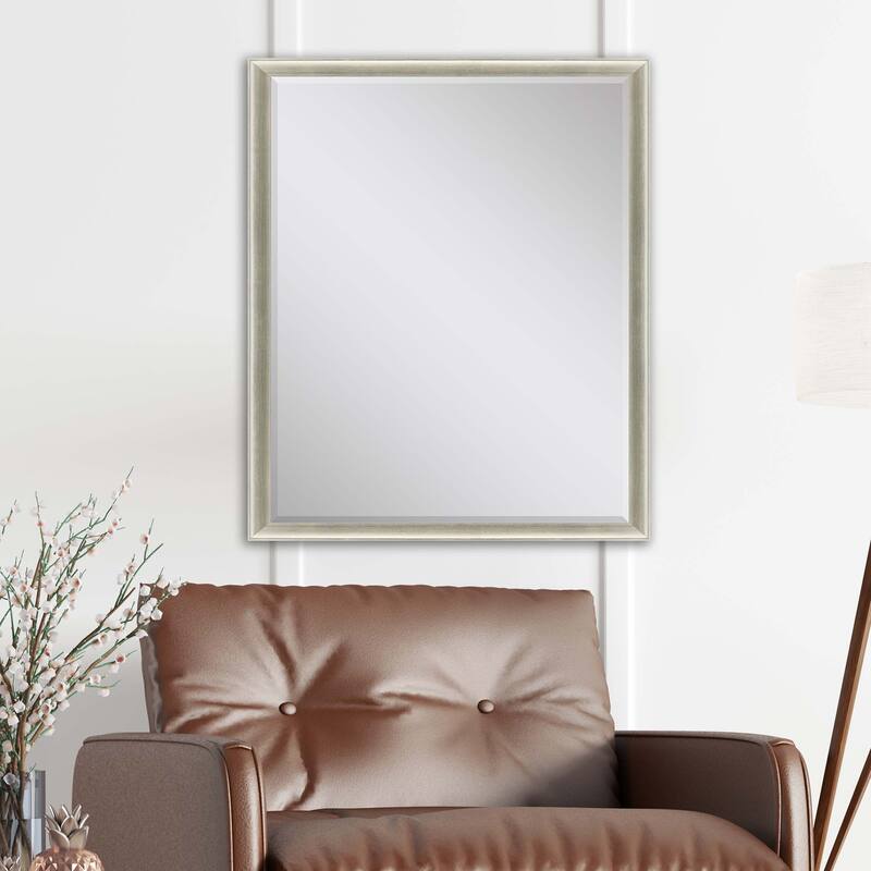 HomeRoots 32" Silver Wood Accent Mirror - 26.00 in. x 32.00 in. x 3.00 in.