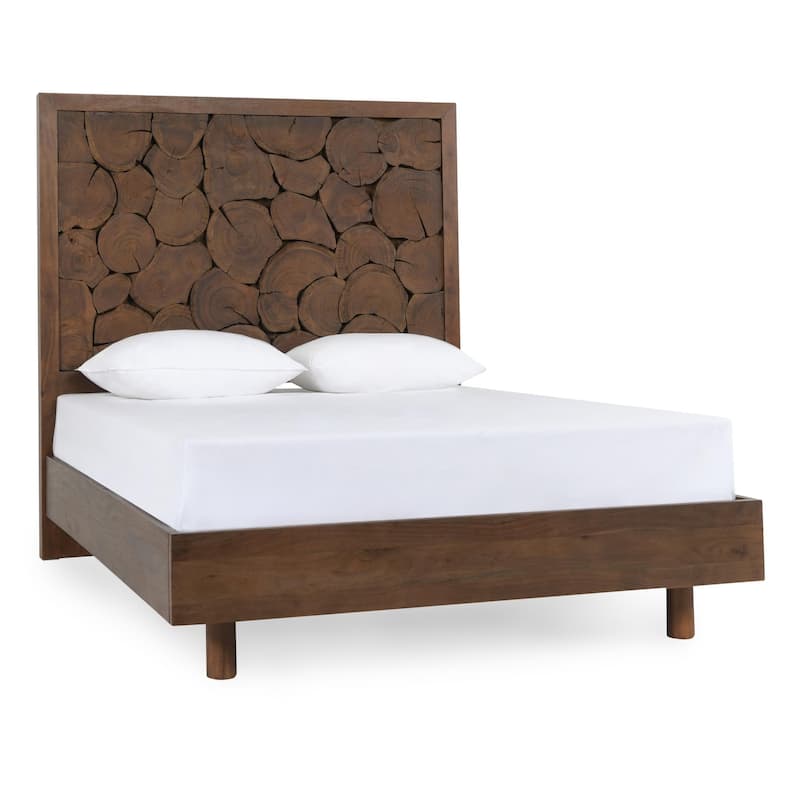 Classic Home Jaxon Acacia Wood Bed in Cocoa Brown