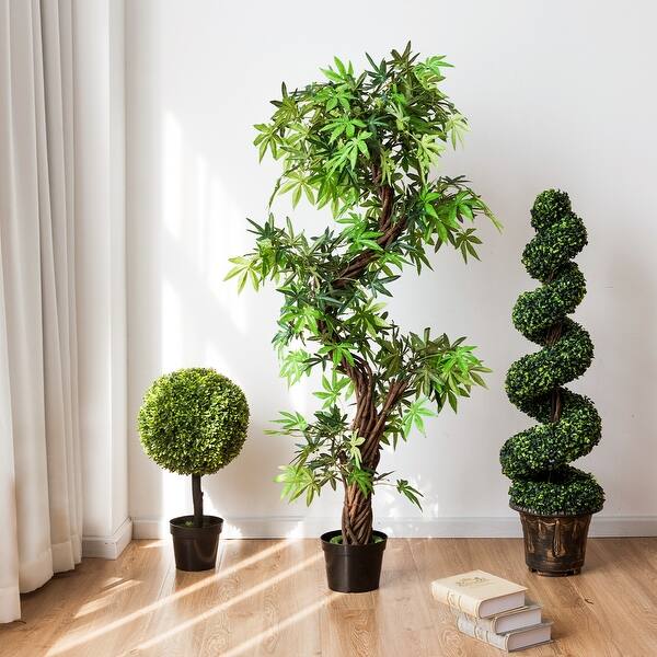 Shop Costway 5 Feet Artificial Keel Red Vine Bonsai Green Leaves Overstock 28753470