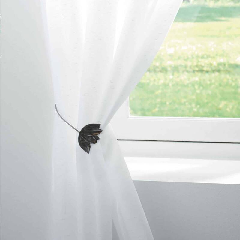 Set of 2 Resin Tieback With Magnet Tulip Small Size - 11.8"L x 2.1"W x 1"D - Black/silver
