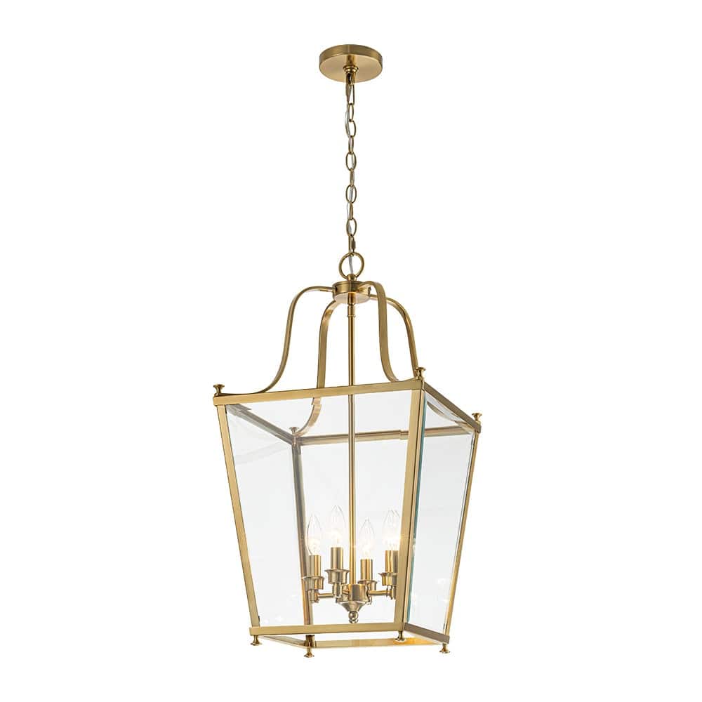 4-Light Candle Style Tapered Glass Cage Entry Chandelier