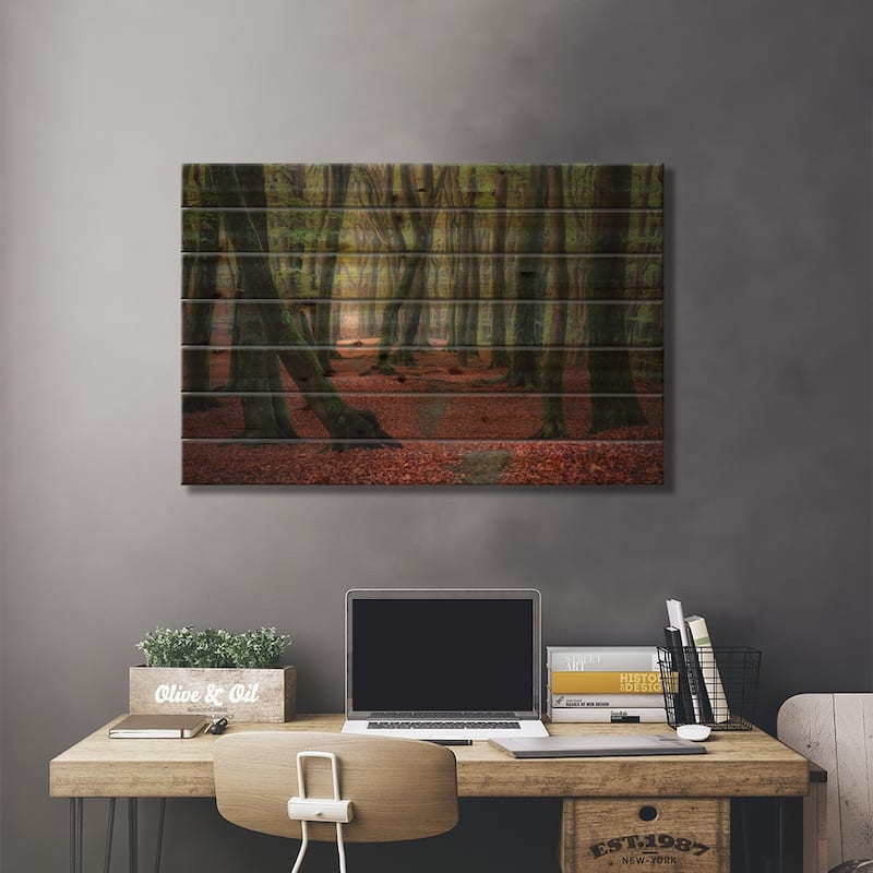 Follow The Crumbs Print On Wood by Rob Visser - Multi-Color