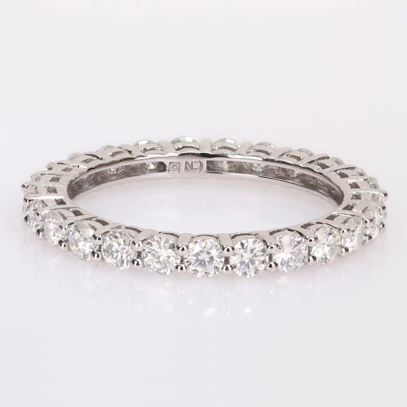 Miadora 1 1/2ct DEW Moissanite Stackable Full-Eternity Band Ring in 10k White Gold