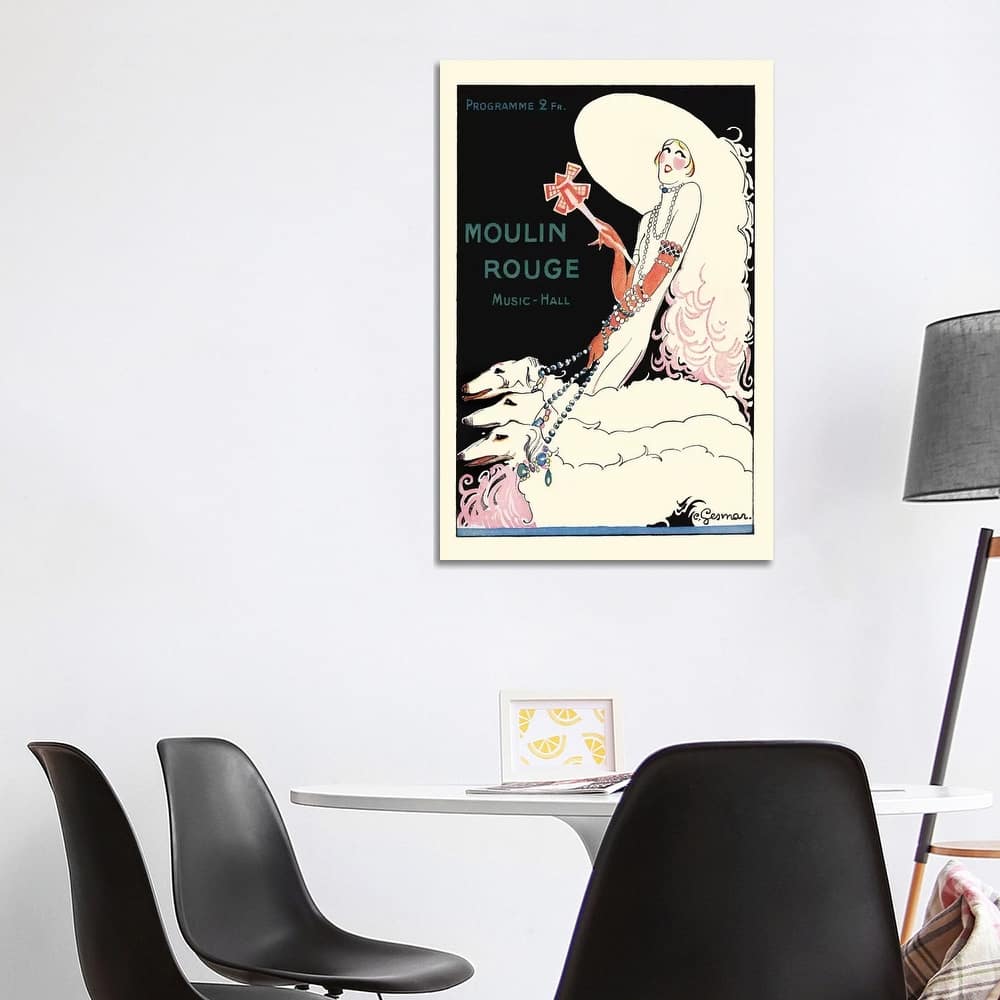 iCanvas "Moulin Rouge Music Hall Programme - Paris Qui Tourne, 1920s" by Charles Gesmar Canvas Print