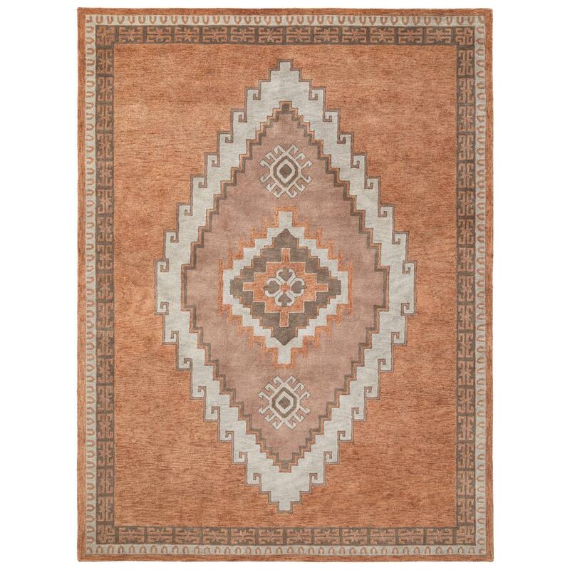 Terra by Obeetee Reverie Medallion Copper Rug - Straw Stripe - 5' x 8'