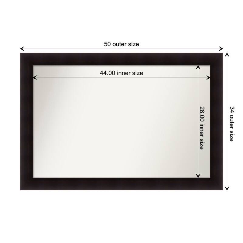 Portico Espresso Framed Non-Beveled Custom Wall Mirror, Bathroom Vanity Mirror - Outer Size: 49.75 x 33.75