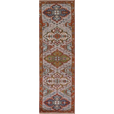 Geometric Kazak Indian Runner Rug Hallway Handmade Wool Carpet - 2'6"x 10'3"
