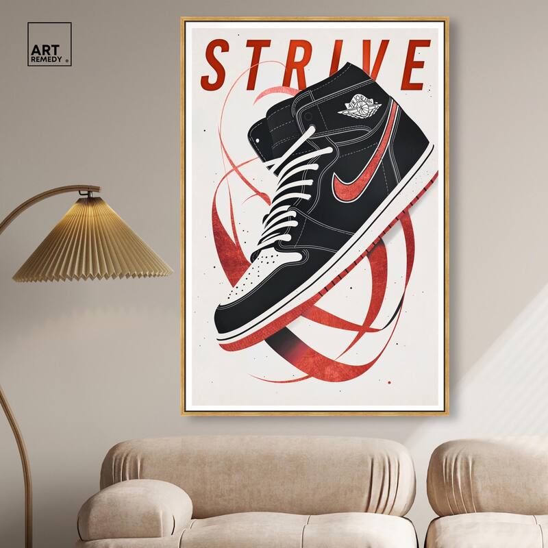 Red Ribbon Sneaker Canvas by Art Remedy