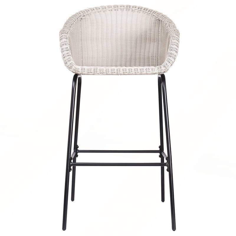 Outdoor Metal Wicker Barstool Set of 2