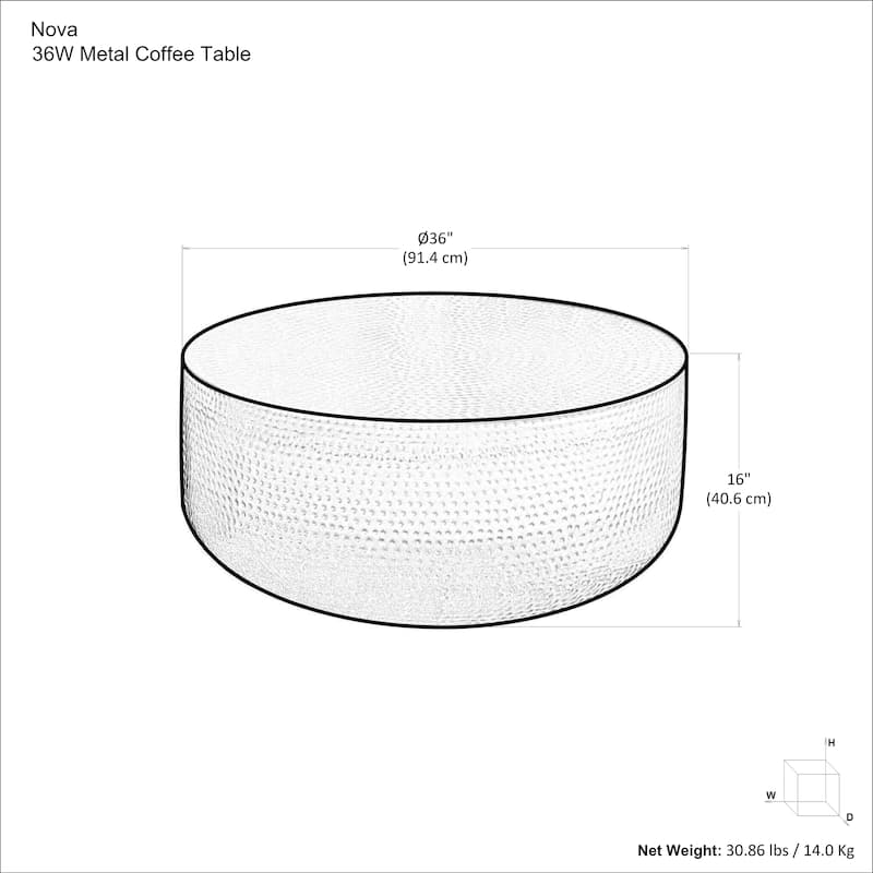 Kacy 36 inch Wide Metal Coffee Table