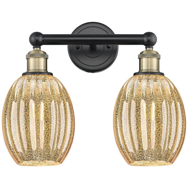Innovations Lighting Endless Possibilities Edison - Preston - 2 Light 15" Bulb Shade Bath Vanity Light - Mercury/Black Antique Brass
