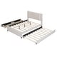 preview thumbnail 4 of 16, Full Size Upholstered Platform Bed with 2 Drawers and 1 Twin Size Trundle, Classic Headboard Design