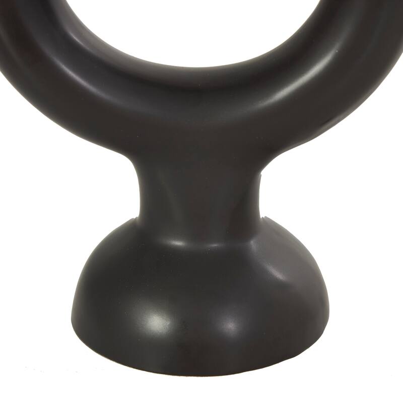 CosmoLiving by Cosmopolitan Black Ceramic Ring Geometric Candle Holder (Set of 2)