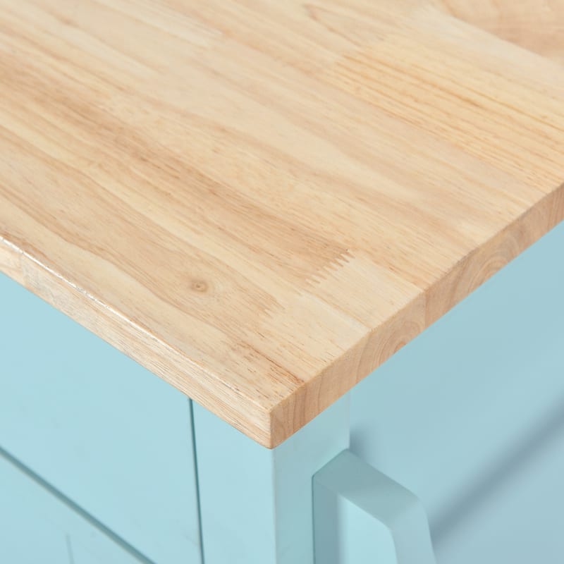 Rolling Kitchen Cart Drop-Leaf Kitchen lsland with Sliding Barn Door