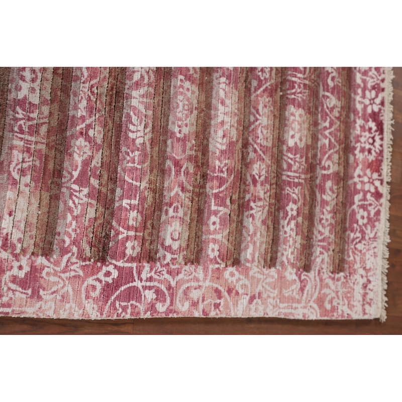 Striped / Abstract Accent Rug Hand-Knotted Modern Wool Carpet - 2'8"x 4'10"