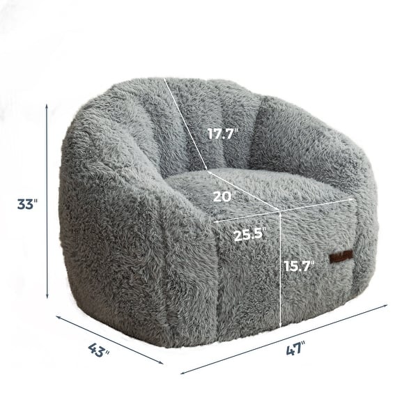 dimension image slide 3 of 6, Giant Bean Bag Chair,Shell-Shaped Oversized Bean Bag Chair with Fille