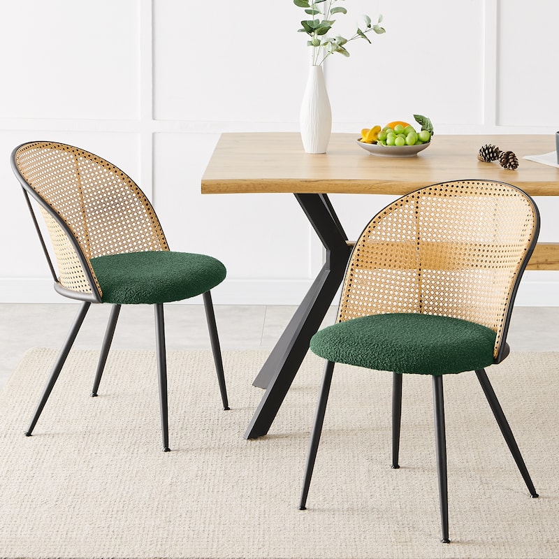 Modern Upholstered Rattan Dining Chairs Set of 2/4
