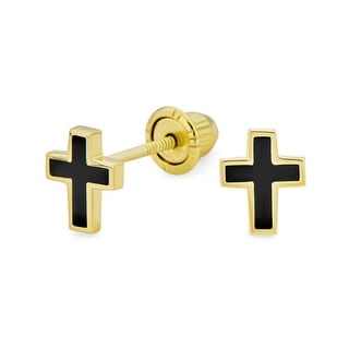Lex & Lu 14k Yellow Gold Polished Crucifix Earrings LAL80305 