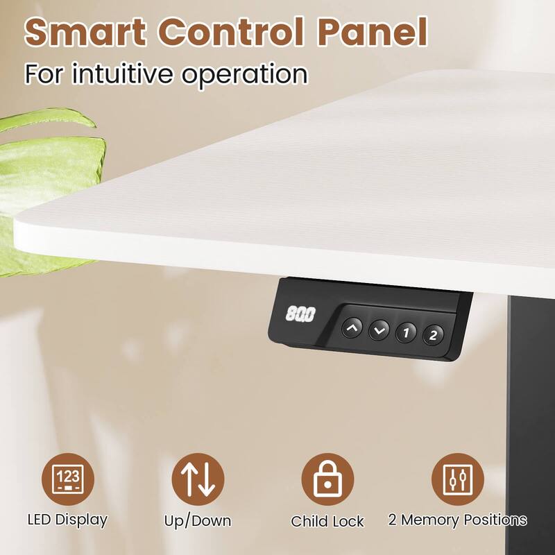 Costway 48” x 24” Electric Standing Desk with LED Display 2 Memory