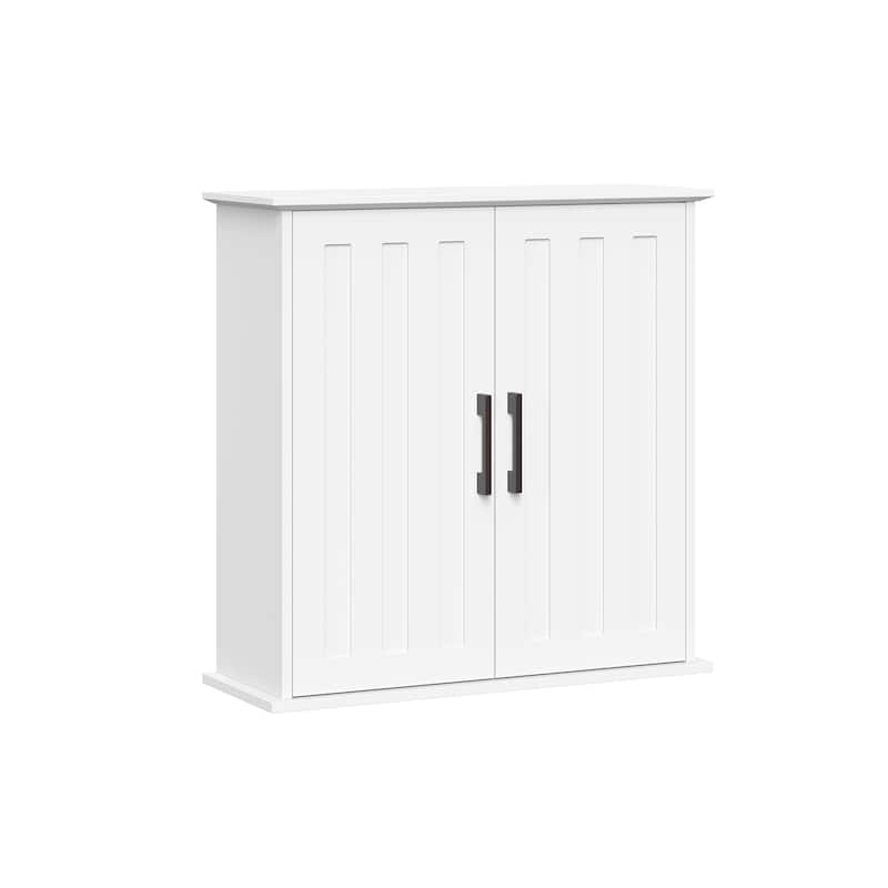 RiverRidge Monroe Two-Door Bathroom and Laundry Wall Mount Storage Medicine Cabinet with Fixed and Adjustable Shelves - White