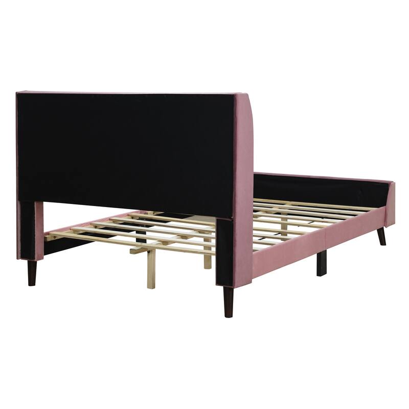 Full Upholstered Platform Bed in Velvet with Elegant Tufted Headboard, Support for 700lbs, and Open Underbed Storage