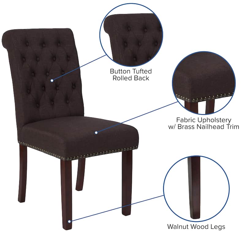 Parsons Rolled Back Accent Nail Trim Chairs (Set of 2) - 18.5"W x 27.5"D x 39.75"H
