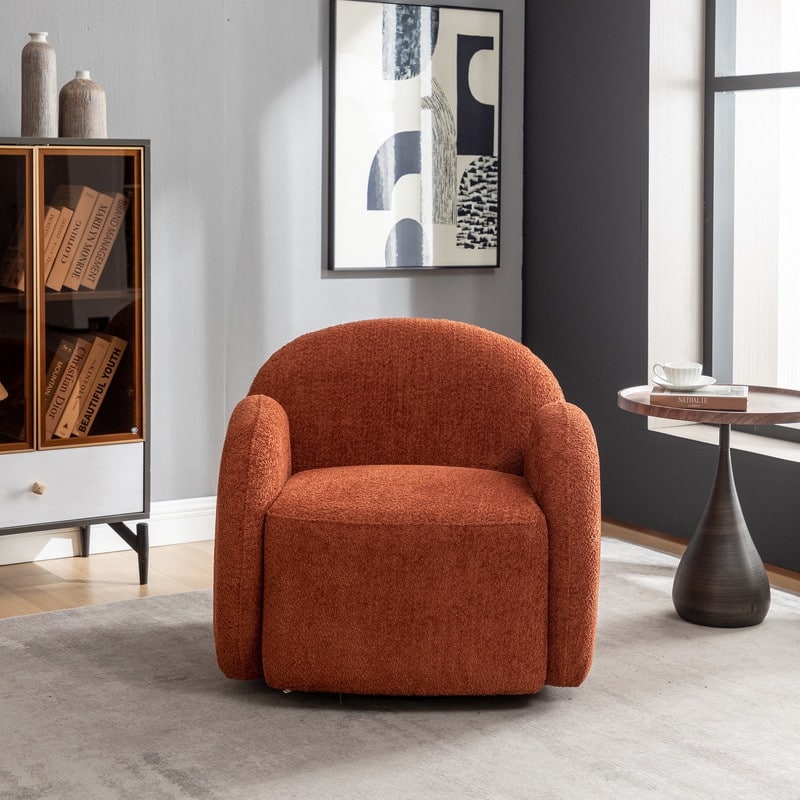 SEYNAR Modern Glam Boucle Upholstered 360 Degree Swivel Accent Armchair, Barrel Chair for Living Room