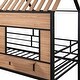 preview thumbnail 23 of 37, Metal House Bunk Bed with Roof and Guardrails, Twin Size
