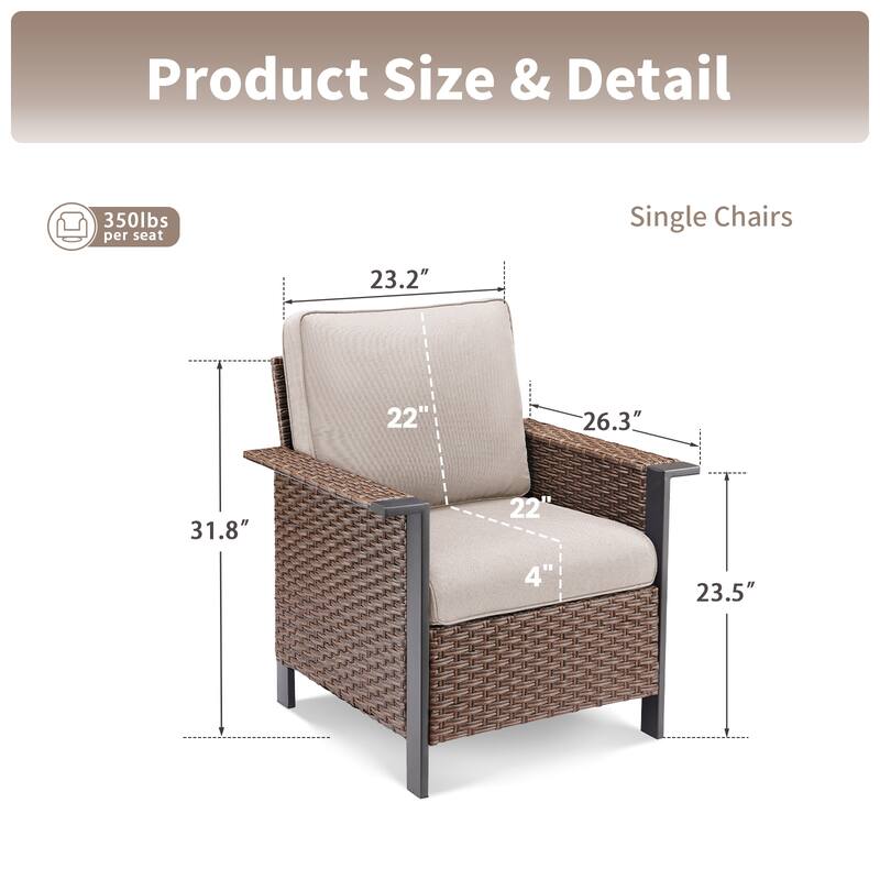 Pocassy Outdoor Wicker Sofa Glider Chair with Ottoman Set