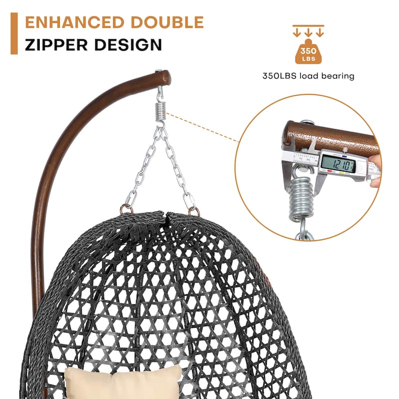 Outdoor/Indoor Swing Egg Chiar With Stand, Cushion And Headrest