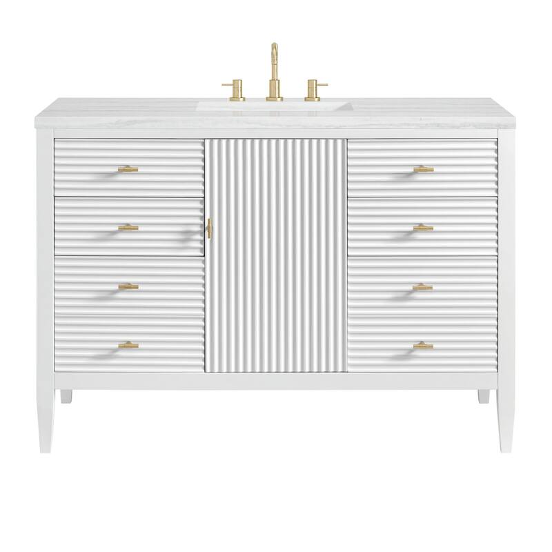 James Martin Vanities 485-V48-3AF Myrrin 48" Single Basin Wood Vanity - Bright White - Painted