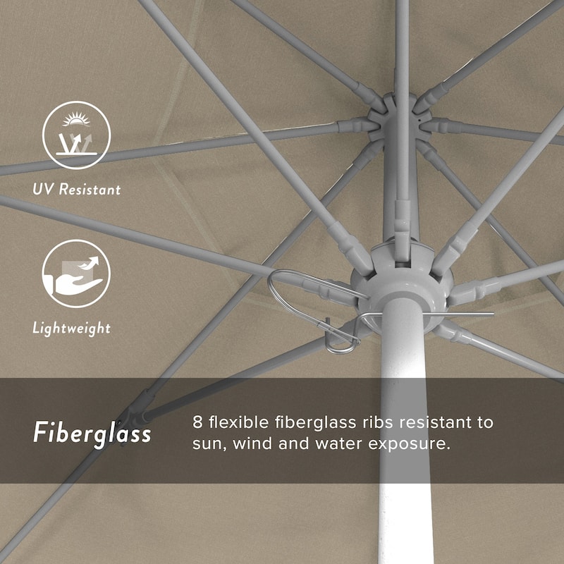 California Umbrella 75' Venture Series Patio Umbrella, White Aluminum Pole Fiberglass Ribs Push Lift Olefin