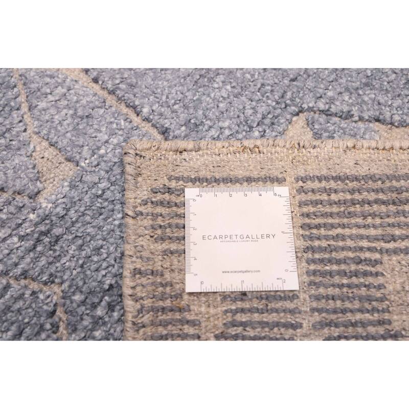 ECARPETGALLERY Hand-knotted Tangier Light Denim Blue Silk, Wool Rug - 5'1 x 8'1