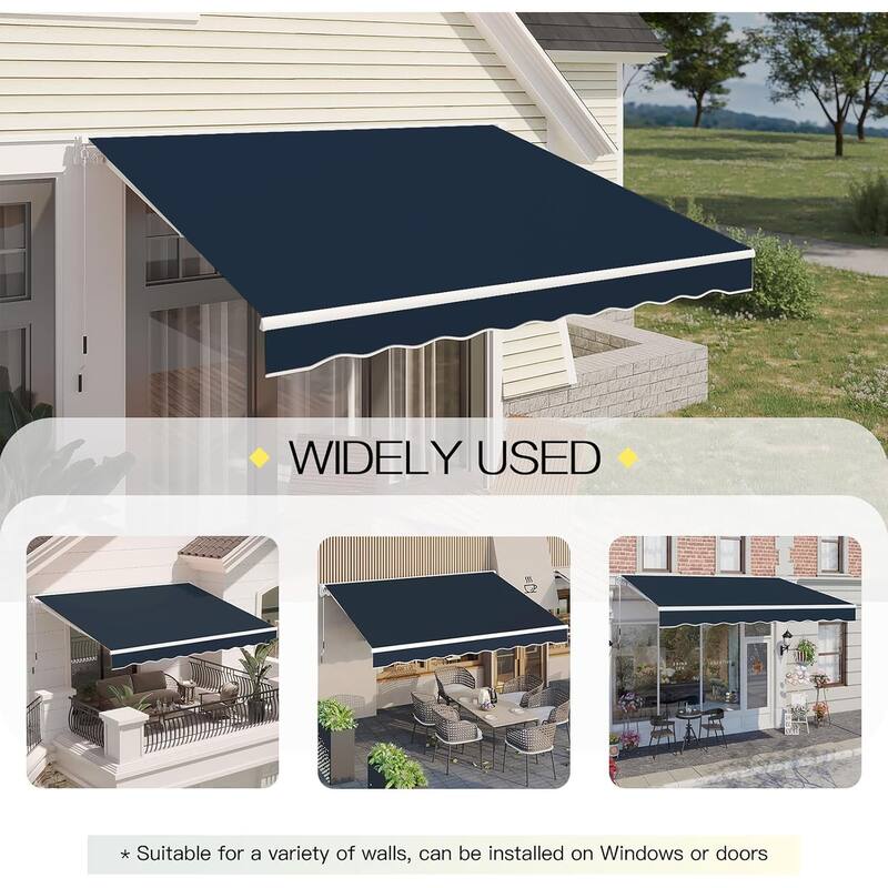 AECOJOY Manual Retractable Patio Awning Outdoor Sunshade Shelter (Cover Only)