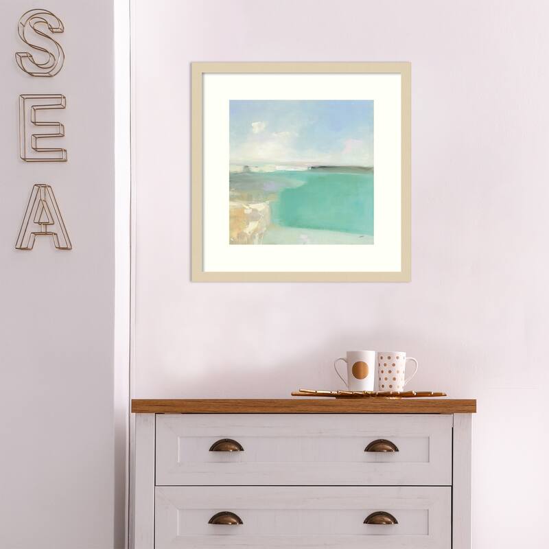 Summer Coastline by Julia Purinton Wood Framed Wall Art Print Svelte Natural Bed Bath