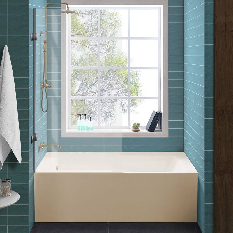 Swiss Madison Voltaire, Acrylic White, Alcove, Integral Armrest, Bathtub with Apron - 60x30 Left - Bisque