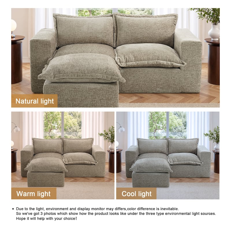 Chenille No Assembly Modular Sectional Sofa Cloud Couch with Ottoman