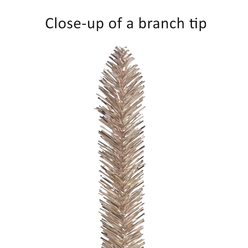Puleo International 4.5 ft. Pre-Lit Rose Gold Tinsel Artificial