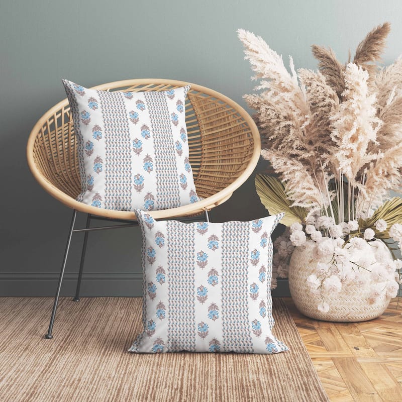Anemone Artistry Faux Suede Reversible Throw Pillow Brown and Blue