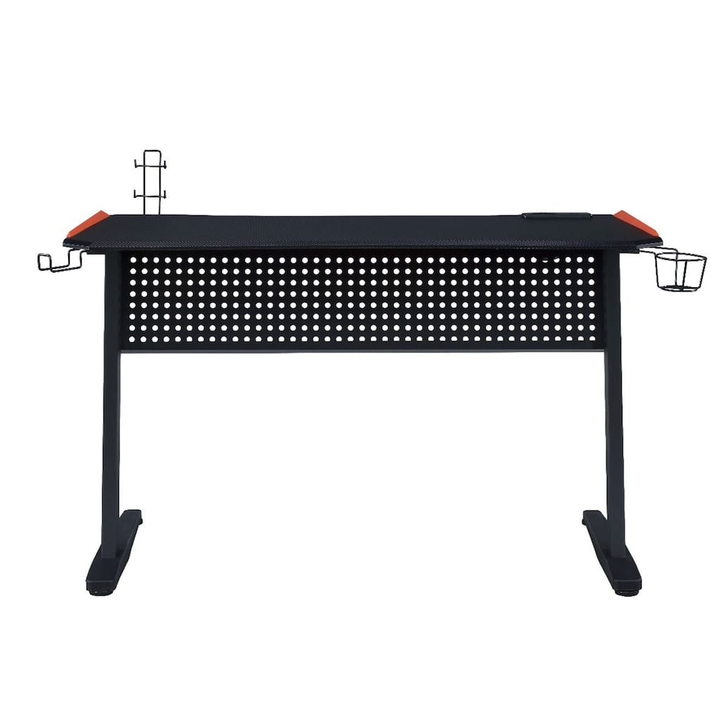 Gaming Table with USB Port in Black and Red