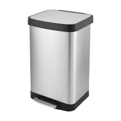 Innovaze 14.5 Gal./55 Liter Rectangle Step-On Stainless Steel Trash Can for Kitchen