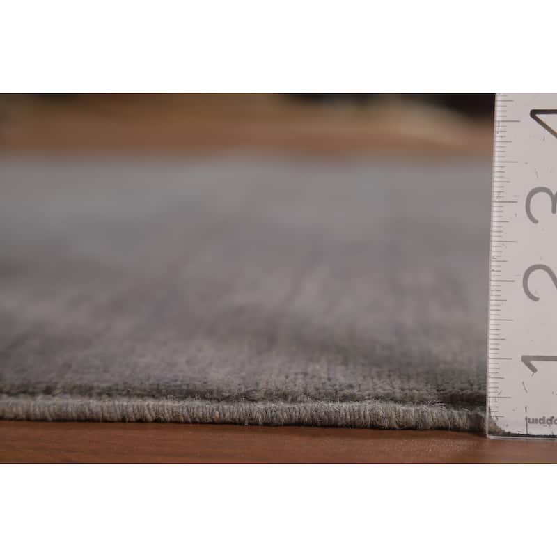 Modern Gray Gabbeh Oriental Area Rug Hand-Knotted Solid Wool Carpet - 5'1" x 6'5"