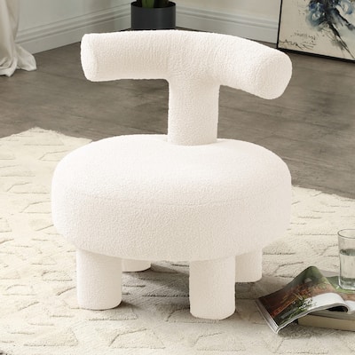 24.4" Width Modern Sherpa Fabric Chair,Footrest Stool Reading Chair