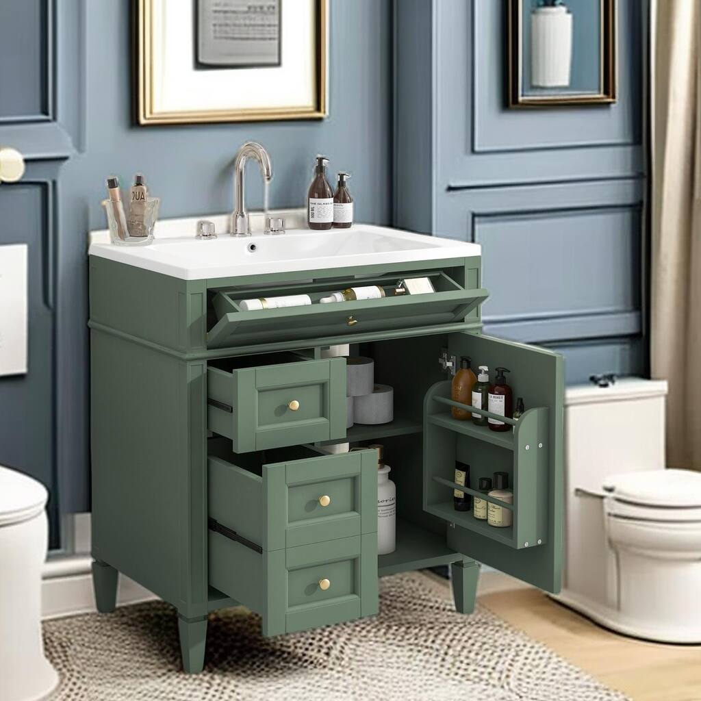 Modern Bathroom Vanity with Single Sink,30''Bathroom Vanity Set Storage Cabinet with Drawers