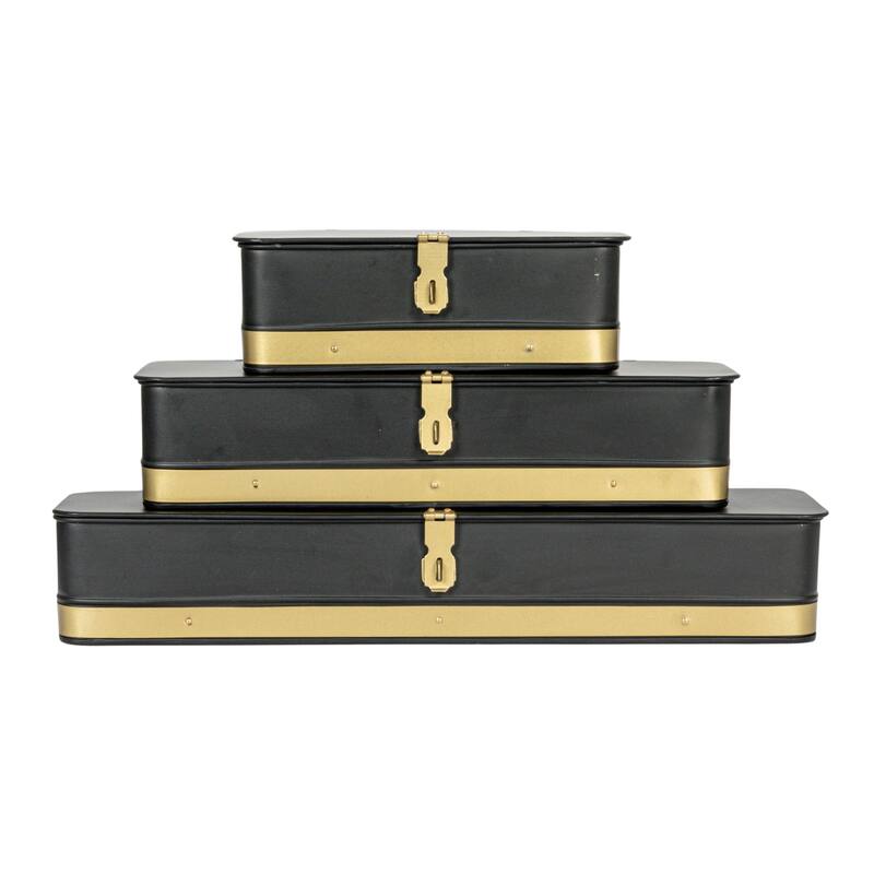 Decorative Metal Boxes with Lid, Set of 3