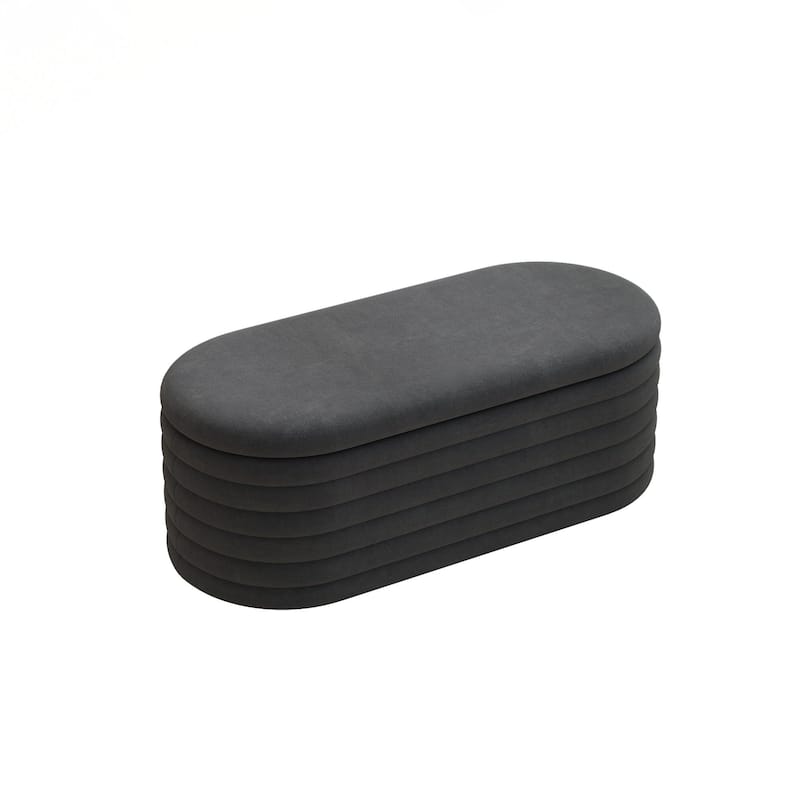 Ottoman Bench Upholstered Fabric Storage Bench End of Bed Stool with Safety Hinge for Bedroom, Living Room, Entryway