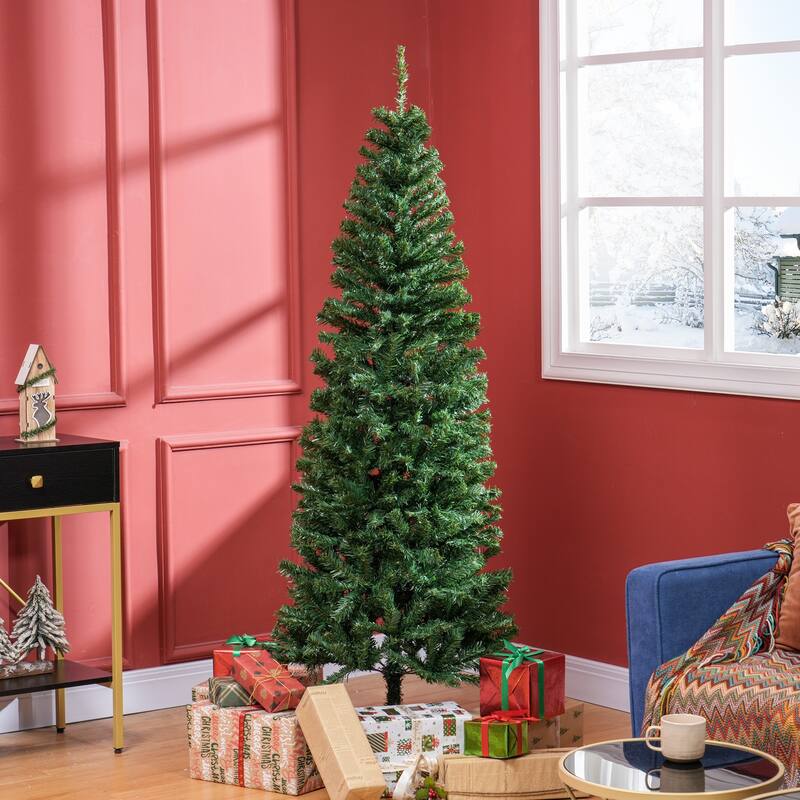 6FT Tall Unlit Pencil Fir Artificial Christmas Tree with Realistic Branches and Steel Base