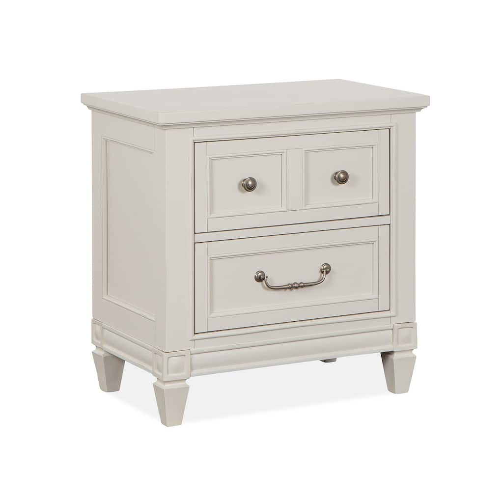 Magnussen Home Willowbrook Egg Shell White with Slight Rub Through Drawer Nightstand