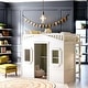preview thumbnail 1 of 14, Twin Size House Loft Bed With Ladder-White White