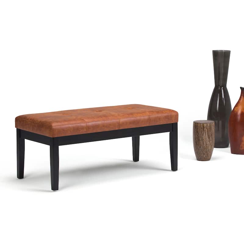 WYNDENHALL Abbey 43 inch Wide Contemporary Rectangle Ottoman Bench - Distressed Saddle Brown